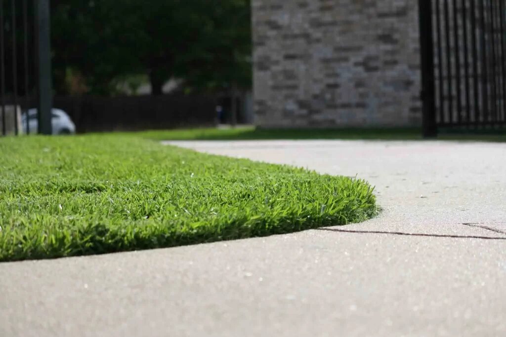 Crisp, clean lawn edge along a walkway by TruEdge
